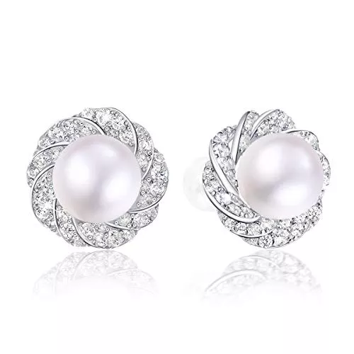 PEARLOVE Schmuck PEARLOVE Damen 12 mm große Perlen-Ohrringe für Frauen, 925er Sterlingsilber, Ohrstecker für Frauen, tolles Geschenk für Frauen
