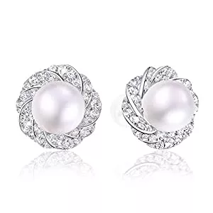 PEARLOVE Schmuck PEARLOVE Damen 12 mm große Perlen-Ohrringe für Frauen, 925er Sterlingsilber, Ohrstecker für Frauen, tolles Geschenk für Frauen