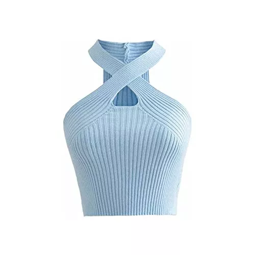 KOEMCY Tops KOEMCY Crop Tops Damen Crop Tank Tops Ärmellose Top Bauchfreie Crop Tops Knitted Tops Sexy Camisole Tank Top Casual Unterhemd