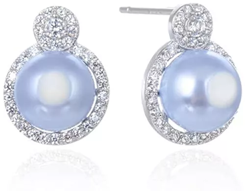 LYDPT Schmuck LYDPT Ohrohrohrohrringe for Frauen, modische Blaue Perlenohrclips Elegante runde Kristallnadelohrlinie for Liebhaber, Partygeschenk -Bleifreiheit kostenlose Ohroelenstollen