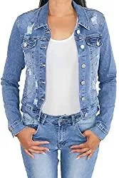 Sotala Jacken Sotala Damen Kurze Jeansjacke Damenjacke Denim Stretch Jeans Jacket Übergangsjacke Übergröße Blau
