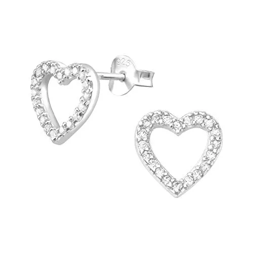 Laimons Schmuck Laimons Frauen Damen-Ohrstecker Herz Herzchen offen glanz Zirkonia weiß 10mm Sterling Silber 925