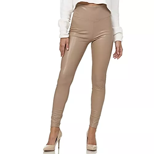 Gloop Hosen Gloop Damen Kunstleder Leggings High Waist Leggings Hose Strumpfhosen Treggins Leggins Kunstleder Leggings Leder Look hüfthoch