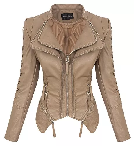 Rock Creek Jacken Rock Creek Damen Kunstleder Jacke Übergangs Jacke Leder Optik Bikerjacke D-365 S-XL