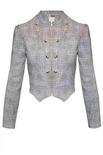 Hybrid & Company Blazer Hybrid & Company Damen Militär Zuschneiden Stretch Reißverschluss Blazer Jacke