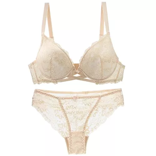 Generic Unterwäsche & Dessous BH-Set Für Big Boops Blumenspitze Unterwäsche Cup Plus Size Dessous,Minze,75E