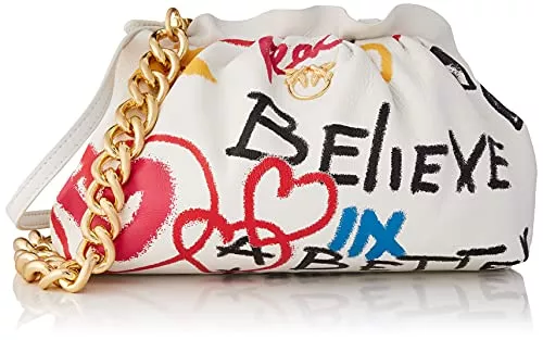 Pinko Taschen & Rucksäcke Pinko Damen Mini Chain Clutch Framed, 3 cl, Z14_Weiß + Weiß, Einheitsgröße