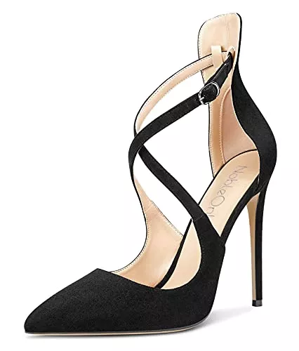 NobleOnly High Heels NobleOnly Damen Band Fashion Spitze Zehe Stilettos 12CM High Heels Pumps