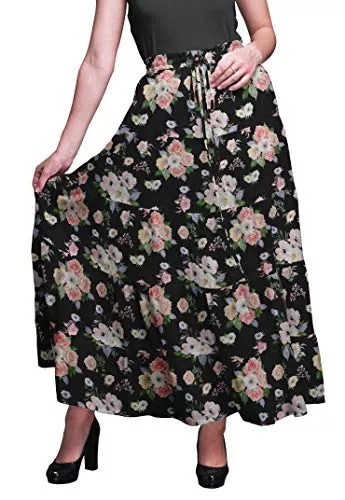 Bimba Röcke Bimba 5-stufige Baumwollröcke für Frauen mit langem Rocksommer aus Baumwolle