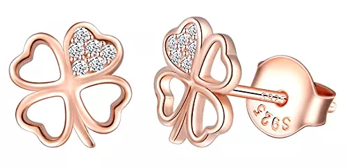 MicVivien Schmuck MicVivien Damen Ohrstecker Kleeblatt 925 Silber Ohrringe Glücksbringer vier Blätter