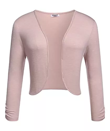 Chigant Strickjacken Chigant Bolero Damen 3/4 Ärmel Shrug Jäckchen für Abendkleid V- Ausschnitt Sommer Strickjacke Kurz Elegante Schulterjacke Festlich