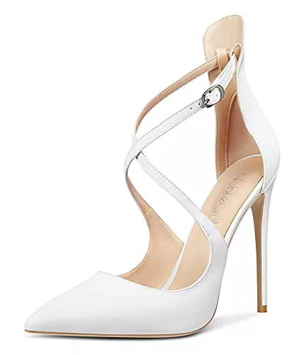 NobleOnly High Heels NobleOnly Damen Band Fashion Spitze Zehe Stilettos 12CM High Heels Pumps