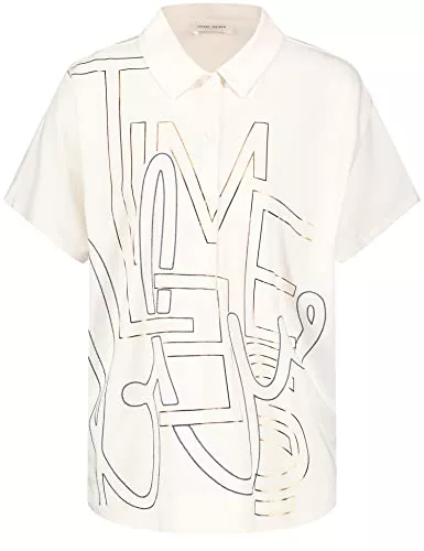 Gerry Weber Kurzarmblusen Gerry Weber Damen Poloshirt mit Schriftzug Kurzarm, überschnittene Schultern T-Shirt 1/2 Arm Poloshirt Frontprint