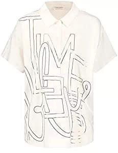 Gerry Weber Kurzarmblusen Gerry Weber Damen Poloshirt mit Schriftzug Kurzarm, überschnittene Schultern T-Shirt 1/2 Arm Poloshirt Frontprint