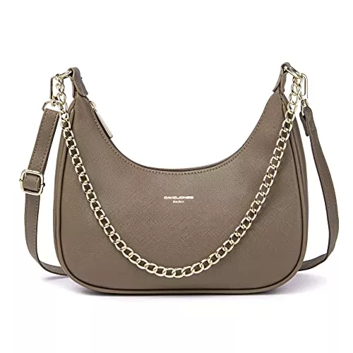 David Jones Taschen & Rucksäcke David Jones - Damen Kleine Umhängetasche - Frau Kette Schultertasche PU Leder - Handtasche Kettenhenkel Crossbody Bag - Trendy Tasche Mode Abendtasche Kettentasche Pochette Clutch Party
