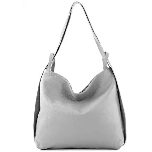 modamoda de Taschen & Rucksäcke modamoda de - T192 - ital. Damen Rucksacktasche 2in1 aus Leder