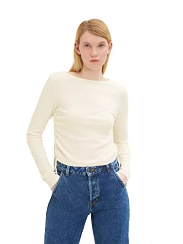 TOM TAILOR Denim Langarmshirts TOM TAILOR Denim Damen Langarmshirt mit Raffung