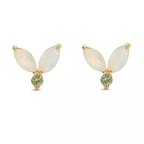 Brandlinger Schmuck Brandlinger ® Opal Ohrstecker Silber 925 vergoldet. Opal Ohrstecker Opal mit Zirkonia, Schmuck Damen vergoldet mit 18 Karat Gold für Frauen und Mädchen. Größe der Ohrstecker Opal 6,5mm.