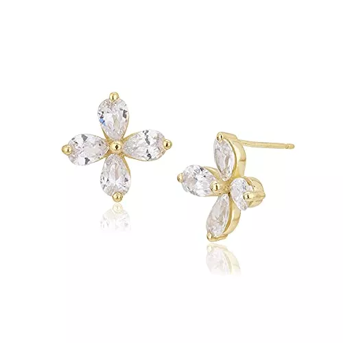 Vanbelle Schmuck Vanbelle 18k gold überzog schmuck blumenohrstecker mit zirkonia steinen für frauen und mädchen