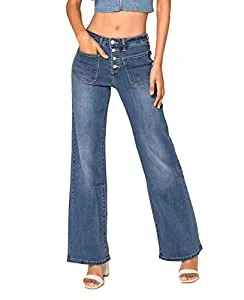 Nina Carter Jeans Nina Carter P139 Damen Jeanshosen Flared Bootcut High Waist Used Look Jeans