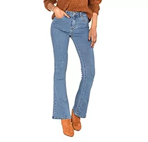 Nina Carter Jeans Nina Carter P079 Damen Jeanshosen Flared Bootcut Zip Used Look Ausgestellte Jeans Schlaghosen