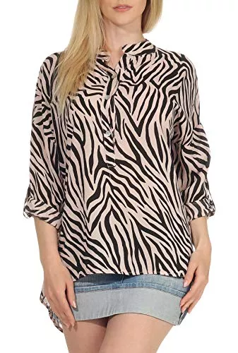 malito more than fashion Langarmblusen Malito Damen Bluse mit Muster | Tunika mit ¾ Armen | Longsleeve mit Animal Print | Elegant - Oversize - Shirt 6705