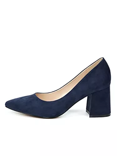 Rio Fiore High Heels Damen Pumps, Schwarz/Beige/Marineblau/Rot, 7cm Blockabsatz, Wildlederimitat, H1877-5623