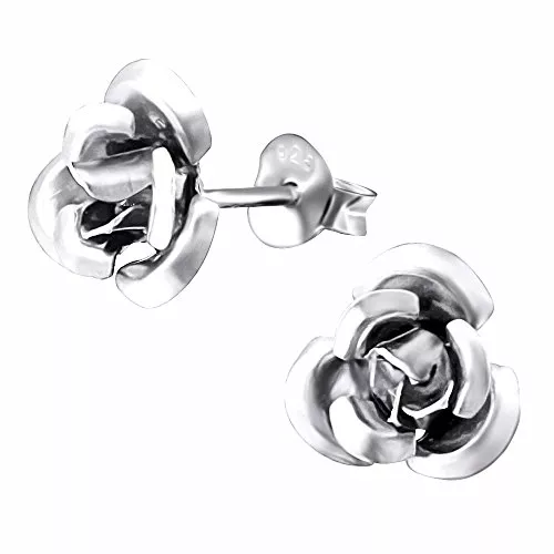 Laimons Schmuck Laimons Damen-Ohrstecker Rose Blume matt glanz Sterling Silber 925