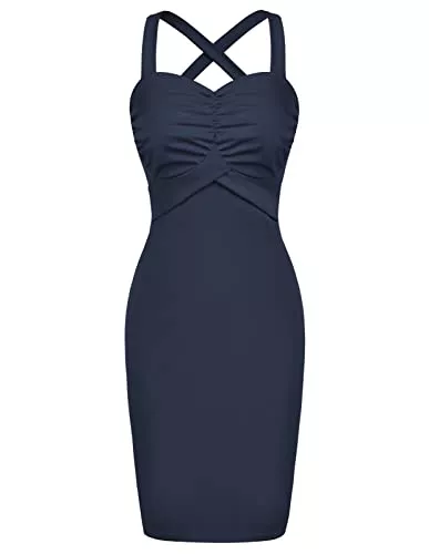 GRACE KARIN Cocktail GRACE KARIN Damen Ärmellos Bodycon Vintage 50er Cocktail Party Knielang Bleistiftkleid