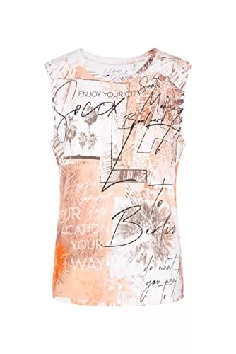 SOCCX Ärmellose Blusen SOCCX Damen Top mit Print und Flechtsaum am Ärmel