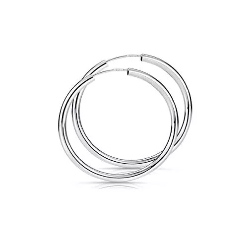 MATERIA by Matthias Wagner Schmuck MATERIA Creolen Silber Damen Herren - 925 Sterling Silber Ohrringe 15 20 30 40 47 60 70 80mm / 2,5mm breit - Made in Germany