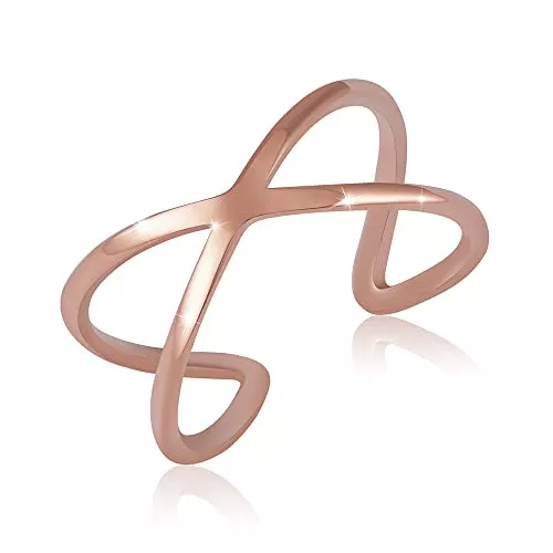 GD GOOD.designs EST. 2015 Schmuck GD GOOD.designs EST. 2015 Ring verstellbar für Damen in X-Form aus Edelstahl in Silber - 18 Karat Gold - Rosegold I Offener Damenring inklusive Geschenkbox