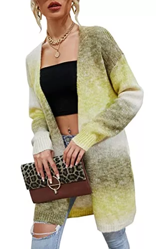 ASOMI Strickjacken ASOMI Strickjacke Damen Lose Steppjacke Cardigan Causal Gestrickt Herbstjacke Bunt Strickmantel Freizeitjacke
