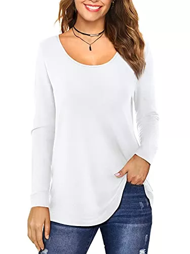 Florboom Langarmshirts Florboom Tshirt Damen Rundhals Shirt Kurzarm/Langarm T-Shirt Baumwolle Bluse Oberteile Tops