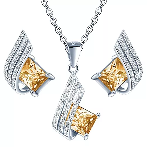 MŚ 1997 MENNICA ŚWIDNICKA Schmuck MŚ 1997 MENNICA ŚWIDNICKA 11 FARBEN Ohrringe Silber 925 mit Halskette Damen Set - Hochwertige Österreichische Kristalle und Zirkone - Schmuck Kette damen - Ohrringe Set mit Halskette