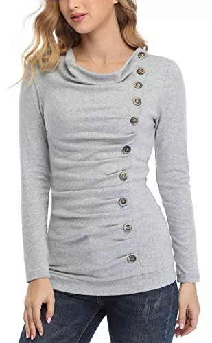 MISS MOLY Langarmshirts MISS MOLY Damen Langarmshirt Pullover mit Knöpfen