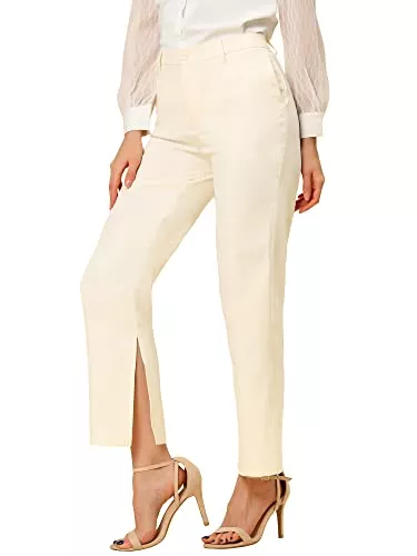 Allegra K Hosen Allegra K Damen Hose mit weitem Bein und Taschen, hohe Taille, Stretch, Arbeitshose