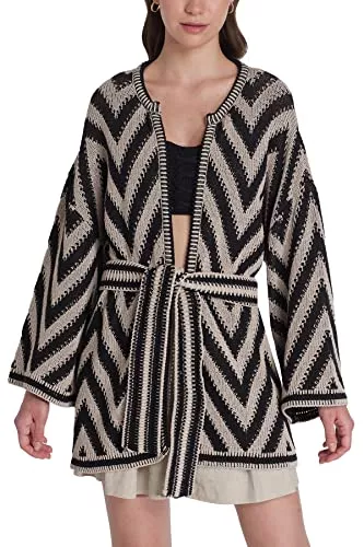 AVRILE Strickjacken AVRILE Lange Strickjacke, Strickjacke für Damen, Strickjacke mit Zickzackmuster