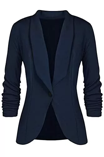Tomwell Blazer Tomwell Damen Cardigan Elegant Blazer Langärmliger Anzugjacke Einfarbig Blazer Revers Business Mantel mit Knopfleiste Slim Fit Jacke Casual Anzug Trenchcoat mit Tasche