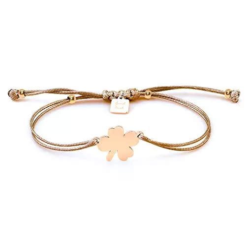 DPT Schmuck Kleeblatt Armband, GlüCksarmband Damen, GlüCksbringer Armkettchen, GrößEnverstellbar GlüCksbringer Damen, Handgewebtes ArmbäNder FüR Frauen &amp; MäDchen