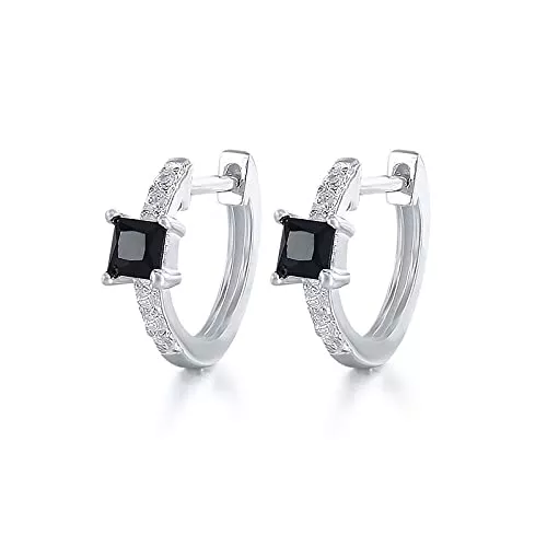 QWKLNRA Schmuck QWKLNRA Frauen Ohrringe Splitter Farbe 925 Sterling Silber Exquisite Ohrringe Unregelmäßige Schwarze Strass Zirkonia Für Frauen Mädchen Reifen Ohrring Elegante Ohrschnallen Jahrestagsgeschenk