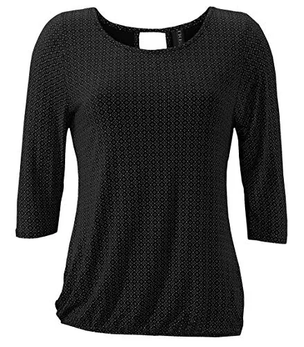 TrendiMax Langarmshirts TrendiMax Damen T-Shirt Kurzarm Blusen Shirt mit Allover-Minimal Print Lose Stretch Casual Oberteil Basic Tops