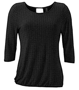 TrendiMax Langarmshirts TrendiMax Damen T-Shirt Kurzarm Blusen Shirt mit Allover-Minimal Print Lose Stretch Casual Oberteil Basic Tops