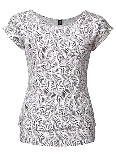 TrendiMax T-Shirts TrendiMax Damen T-Shirt Kurzarm Sommer Shirt Allover Druck Strech Bluse Casual Oberteil Basic Tops