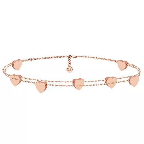 GD GOOD.designs EST. 2015 Schmuck GD GOOD.designs EST. 2015 Herz Armband für Damen I Freundschaftsarmband für Sie (verstellbar) Herzchen Armkette in Gold - Silber - Rosegold