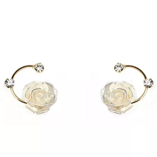 MIEDEON Schmuck MIEDEON Weiss Ohrringe Damen Mädchen Ohrhänger Rose Blumen Ohrringe Elegant Ohrhänger Süß Ohrschmuck Perfekt Geschenk