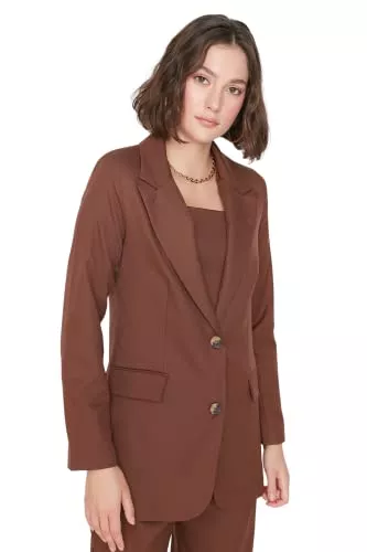 TRENDYOL Blazer TRENDYOL Damen Regular Zweireihig Plain Webstoff Blazer Coat