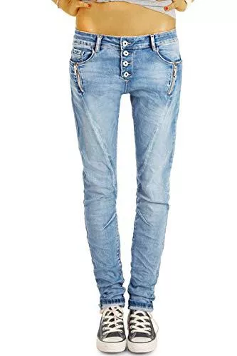 bestyledberlin Jeans be Styled Damenjeans, Stretch Baggy Boyfriend Hüftjeans im Tapered Relaxed Fit - Knopfleiste &amp; Reißverschluss j6i