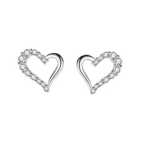 Epoch World Schmuck Epoch World Damen Ohrringe Silber 925 Herz Ohrringe Ohrschmuck mit Zirkonia Silber Ohrstecker Frauen, Sterling Silber Ohrringe Schmuck Ohrringe für Damen Mädchen