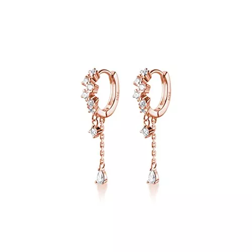 SLUYNZ Schmuck SLUYNZ 925 Sterling Silber CZ Creolen Tropfen für Frauen Mädchen Tropfen Huggie Ohrringe Tropfen Wassertropfen Ohrhänger